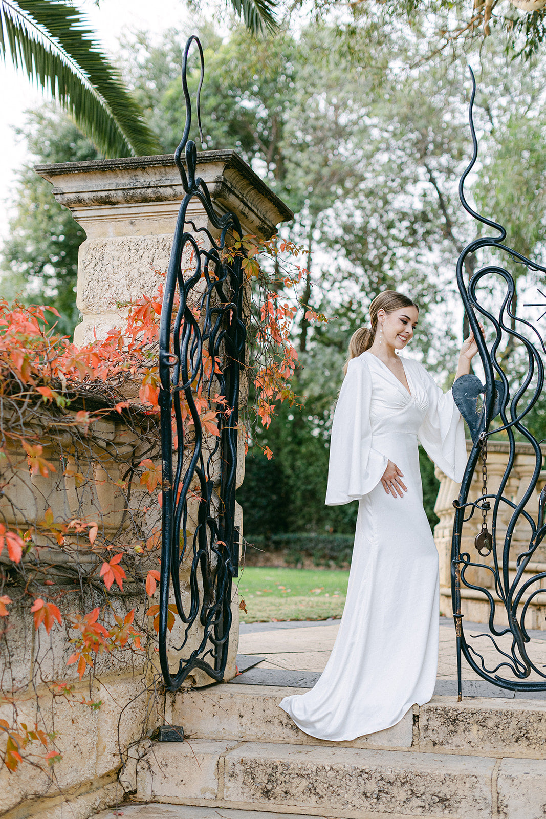 GEORGINA | Bell Sleeve Open Back Mermaid Duchess Satin Wedding Dress Envious Bridal & Formal GEORGINA | Bell Sleeve Open Back Mermaid Duchess Satin Wedding Dress Envious Bridal & Formal