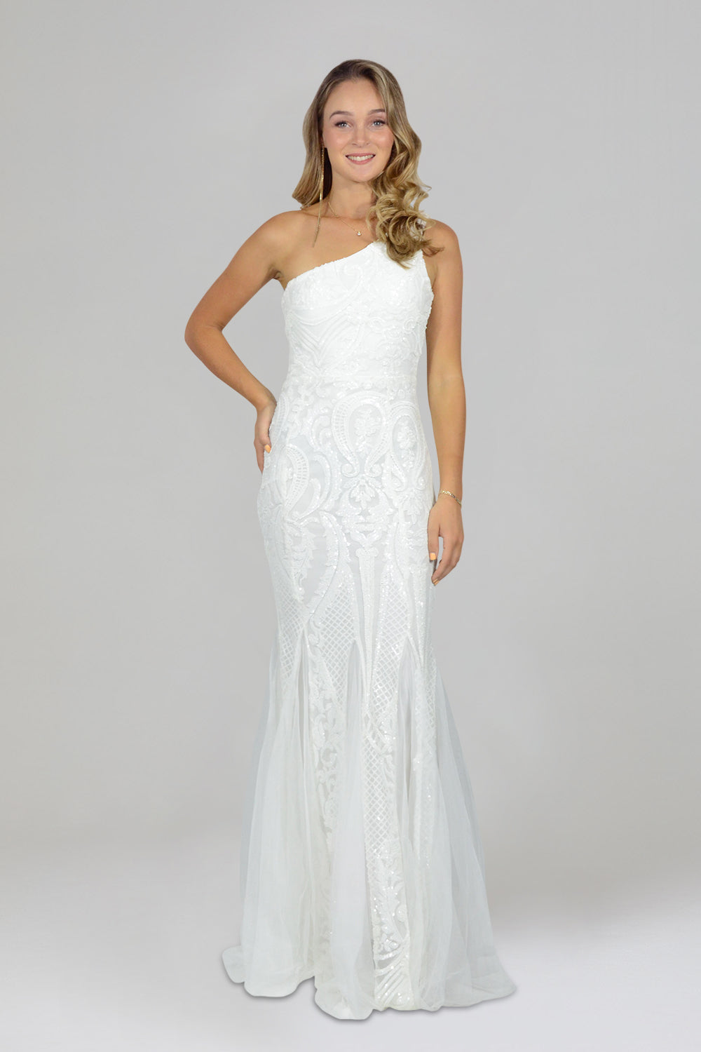 One shoulder sequin formal ball dresses Australia online Envious Bridal & Formal