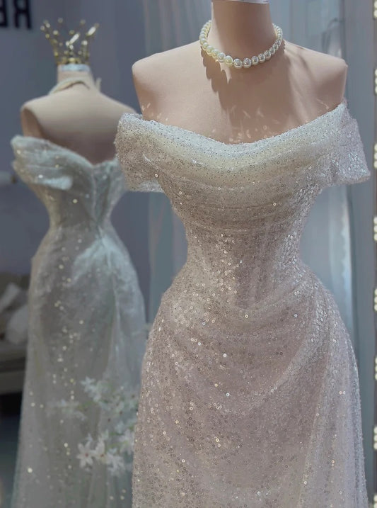 Custom made off the shoulder wedding dresses Perth Australia Envious Bridal & Formal