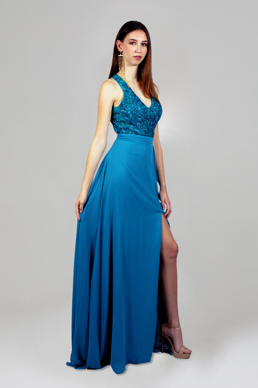 custom made lace bodice chiffon teal formal dresses perth australia