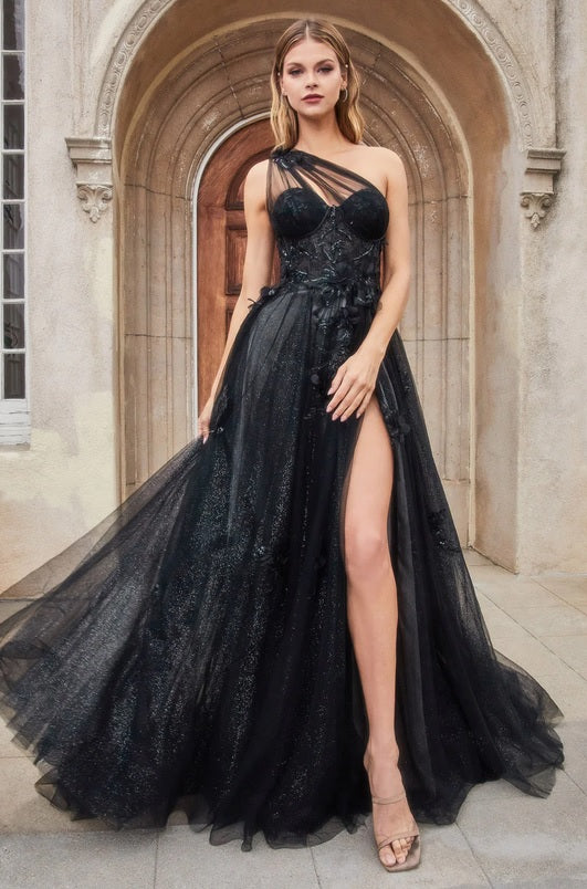 GRACEN  Tulle One Shoulder Black Wedding Dress – Envious Bridal