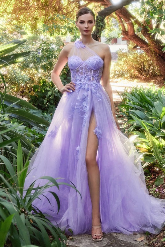GRACEN | Tulle One Shoulder Lilac Purple Wedding Dress – Envious Bridal u0026  Formal