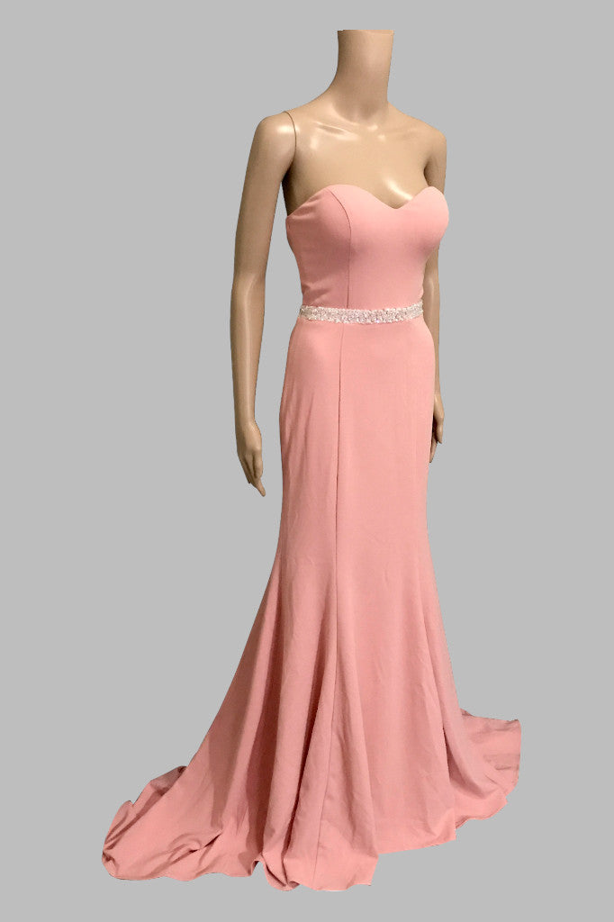 custom made strapless salmon pink formal dresses Perth Australia Envious Bridal & Formal