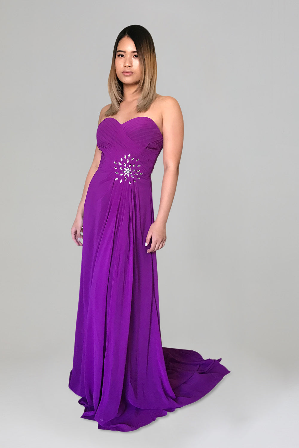 CHERELLE | Strapless Chiffon Purple Bridesmaid Dress Envious Bridal & Formal CHERELLE | Strapless Chiffon Purple Bridesmaid Dress Envious Bridal & Formal