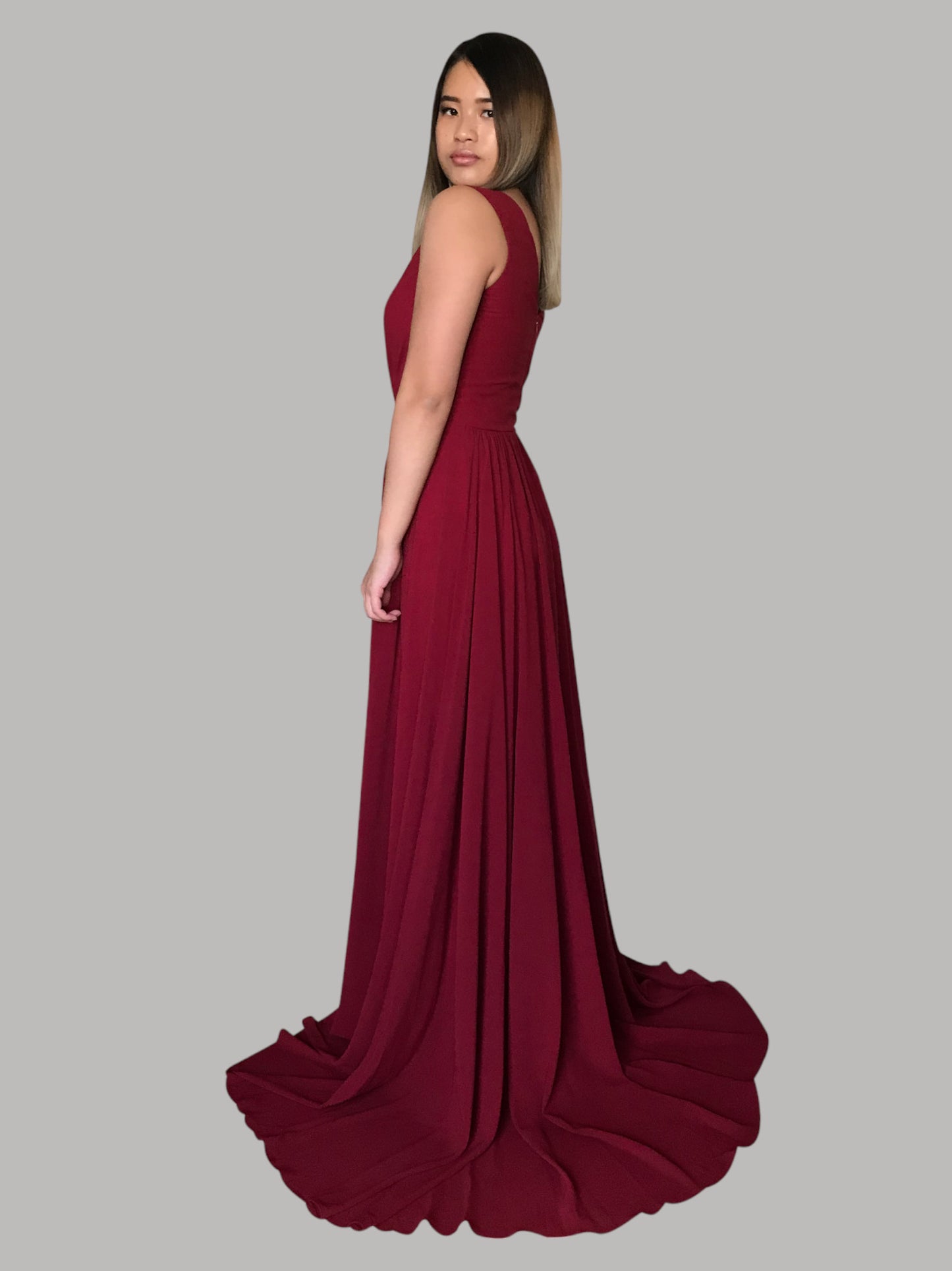 Custom sizing chiffon burgundy red bridesmaid dresses Perth Subiaco online Australia Envious Bridal & Formal