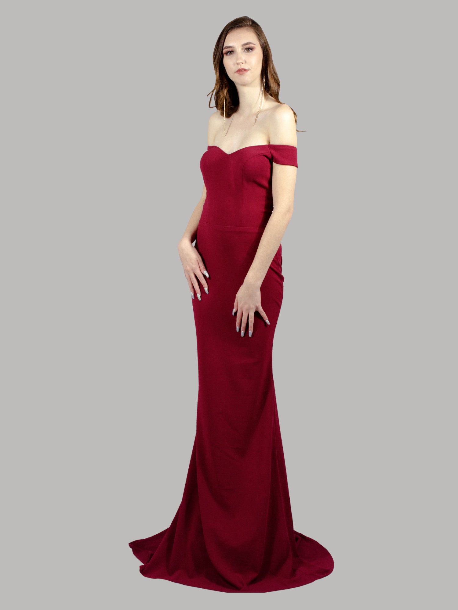 CHERISE | Off The Shoulder Fitted Burgundy Bridesmaid Dress Envious Bridal & Formal CHERISE | Off The Shoulder Fitted Burgundy Bridesmaid Dress Envious Bridal & Formal