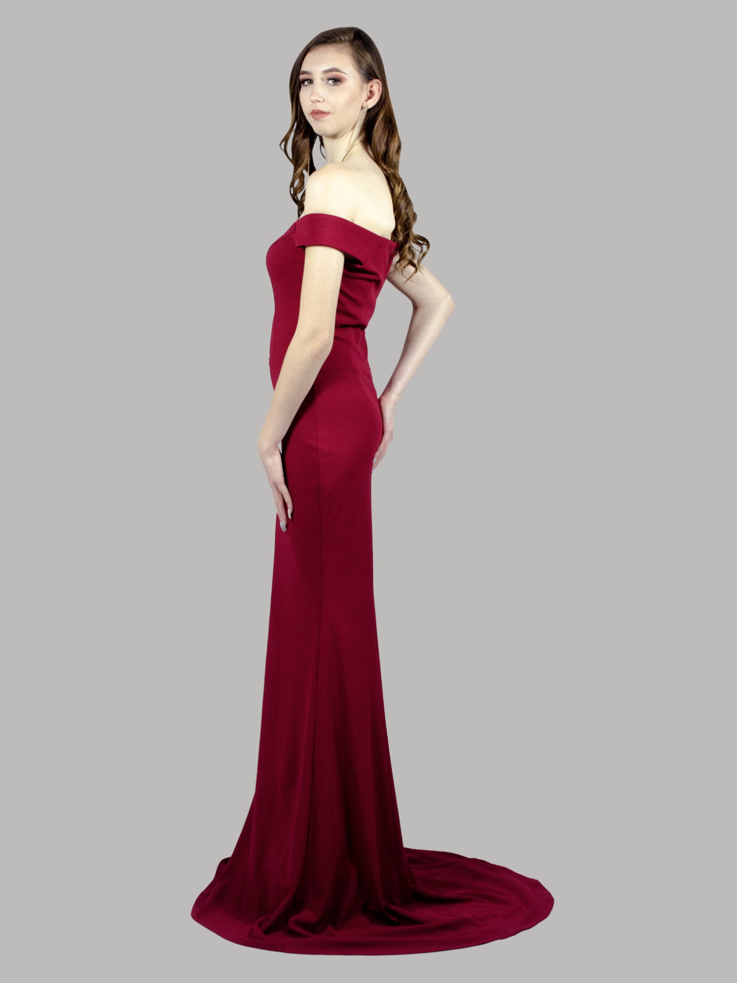 Custom made off shoulder fitted red bridesmaid dresses Subiaco Perth Australia dressmaker Envious Bridal & Formal