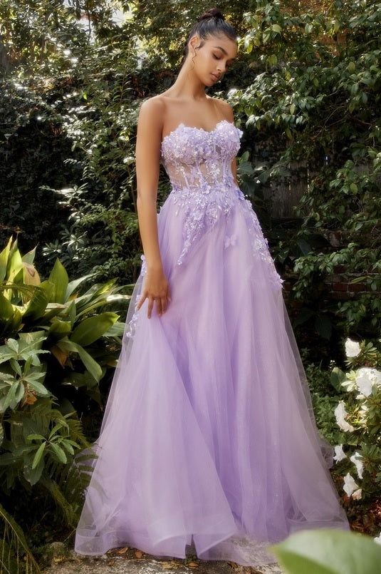DREA | Detachable Puff Sleeve Floral Lilac Purple Wedding Gown – Envious  Bridal u0026 Formal