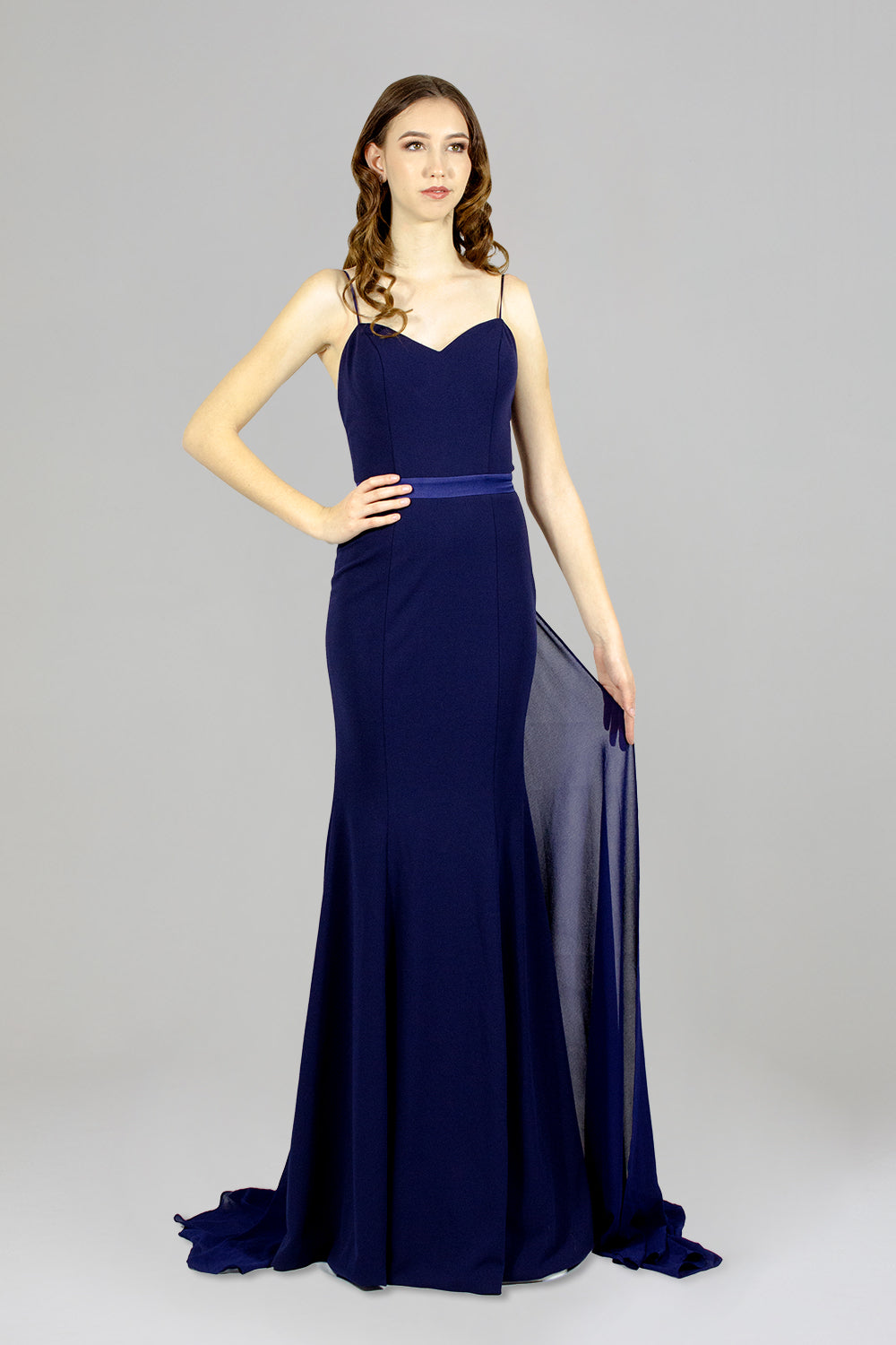 ZARAH | Navy Formal Dress With Detachable Train Envious Bridal & Formal ZARAH | Navy Formal Dress With Detachable Train Envious Bridal & Formal