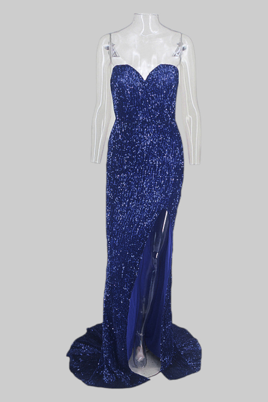 ESTELLE | Strapless Blue Sequin Formal Dress Envious Bridal & Formal ESTELLE | Strapless Blue Sequin Formal Dress Envious Bridal & Formal