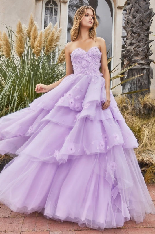 ARDEN | Strapless Layered Tulle Ball Gown Purple Wedding Dress – Envious  Bridal u0026 Formal