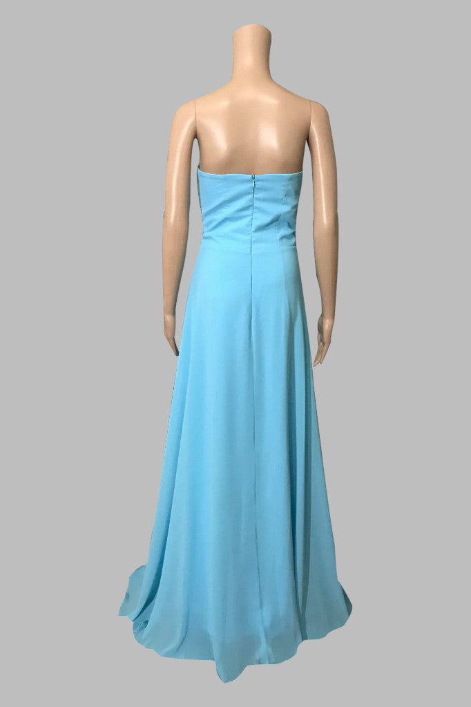 Strapless light blue chiffon bridesmaid dress Perth custom made Australia Envious Bridal & Formal