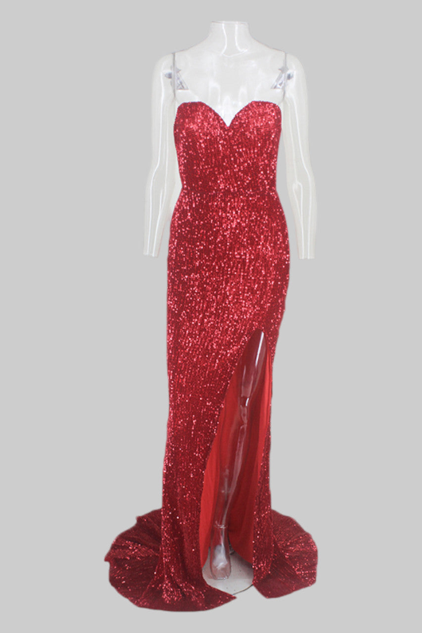 ESTELLE | Strapless Sequin Red Formal Dress Envious Bridal & Formal ESTELLE | Strapless Sequin Red Formal Dress Envious Bridal & Formal