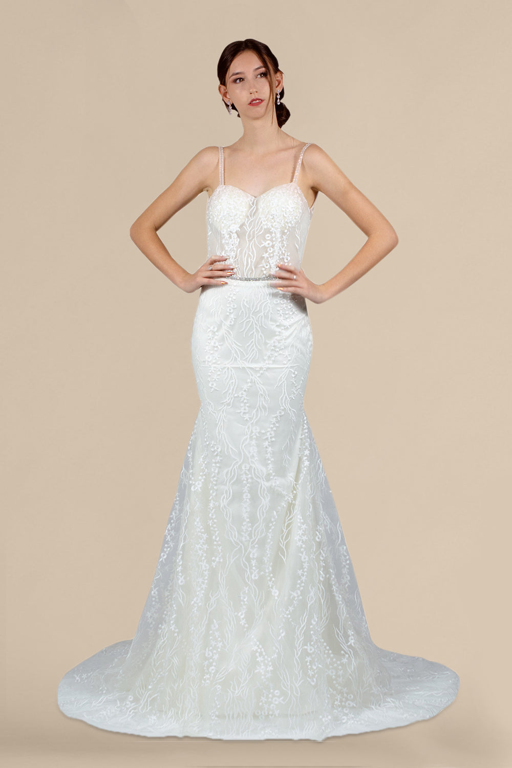 strappy lace mermaid wedding gowns Perth Australia Envious Bridal & Formal