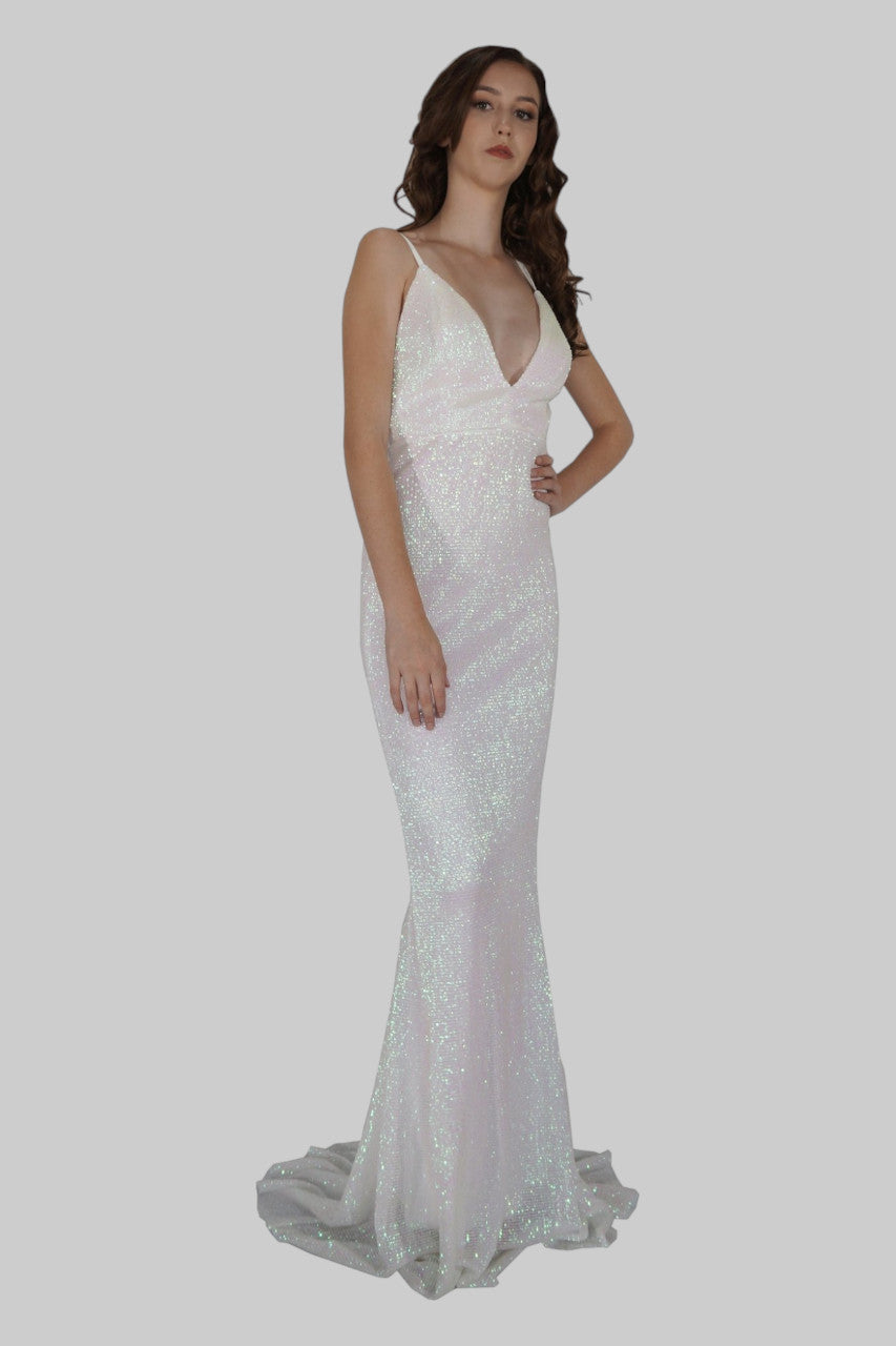 white sequin backless ball dresses PErth Australia Envious Bridal & Formal