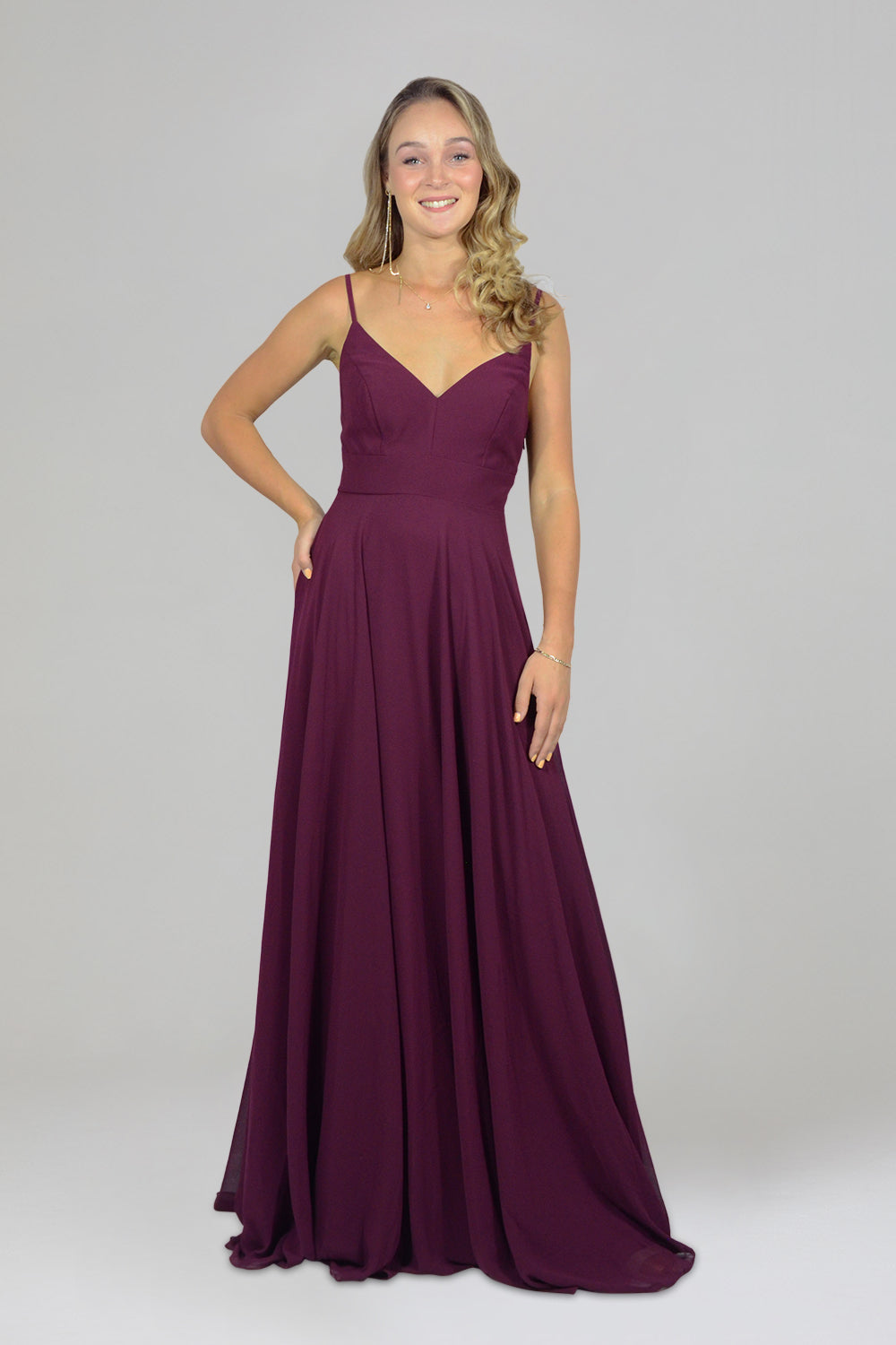 ESMINA | Flowy Chiffon Burgundy Bridesmaid Dress Envious Bridal & Formal ESMINA | Flowy Chiffon Burgundy Bridesmaid Dress Envious Bridal & Formal