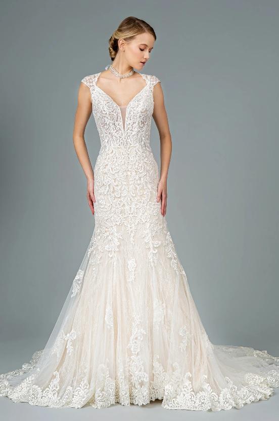 ADEENA | Cap Sleeve Mermaid Lace Wedding Dress Envious Bridal & Formal ADEENA | Cap Sleeve Mermaid Lace Wedding Dress Envious Bridal & Formal