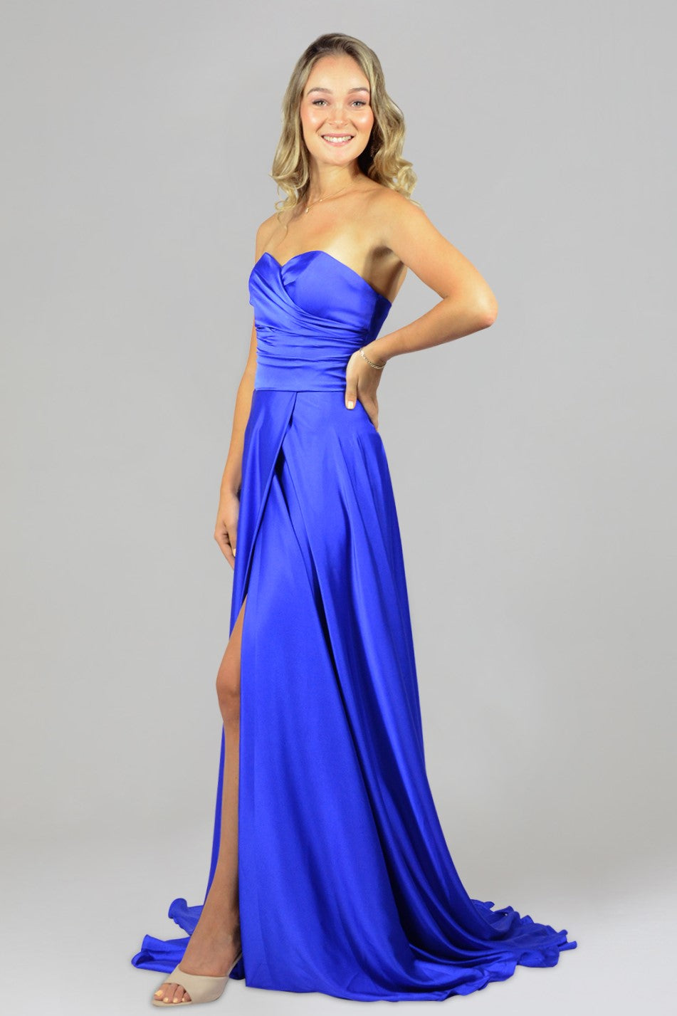 KASMIRA Strapless Luxe Cobalt Blue Silk Formal Gown – Envious