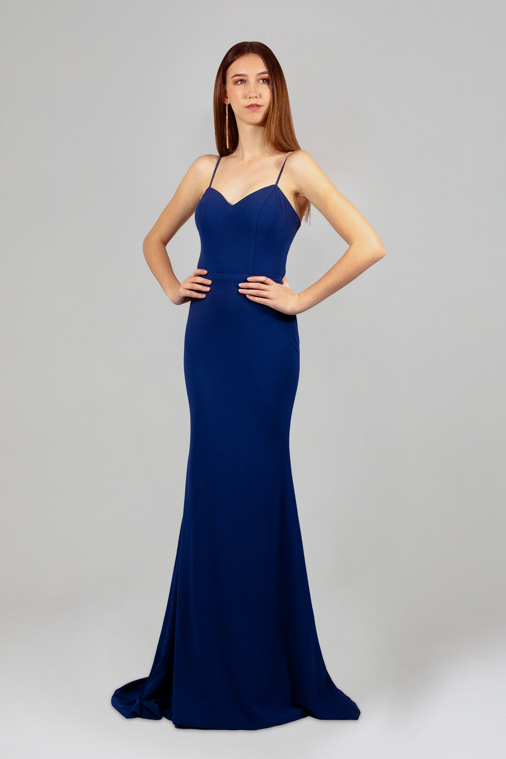 SOPHINA Minimalist Blue Fitted Formal Dress