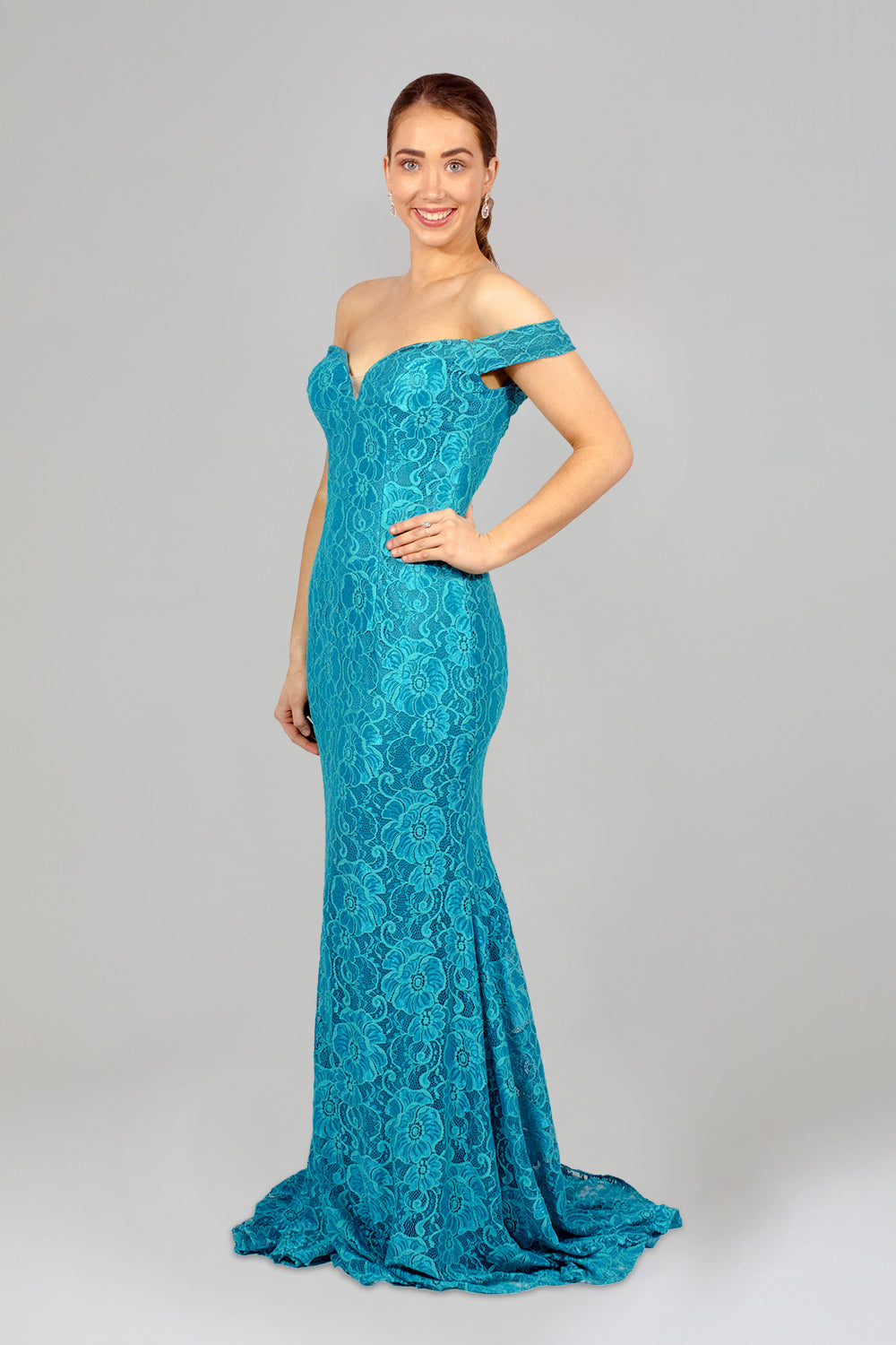 KERILYN | Off The Shoulder Lace Teal Formal Dress Envious Bridal & Formal KERILYN | Off The Shoulder Lace Teal Formal Dress Envious Bridal & Formal