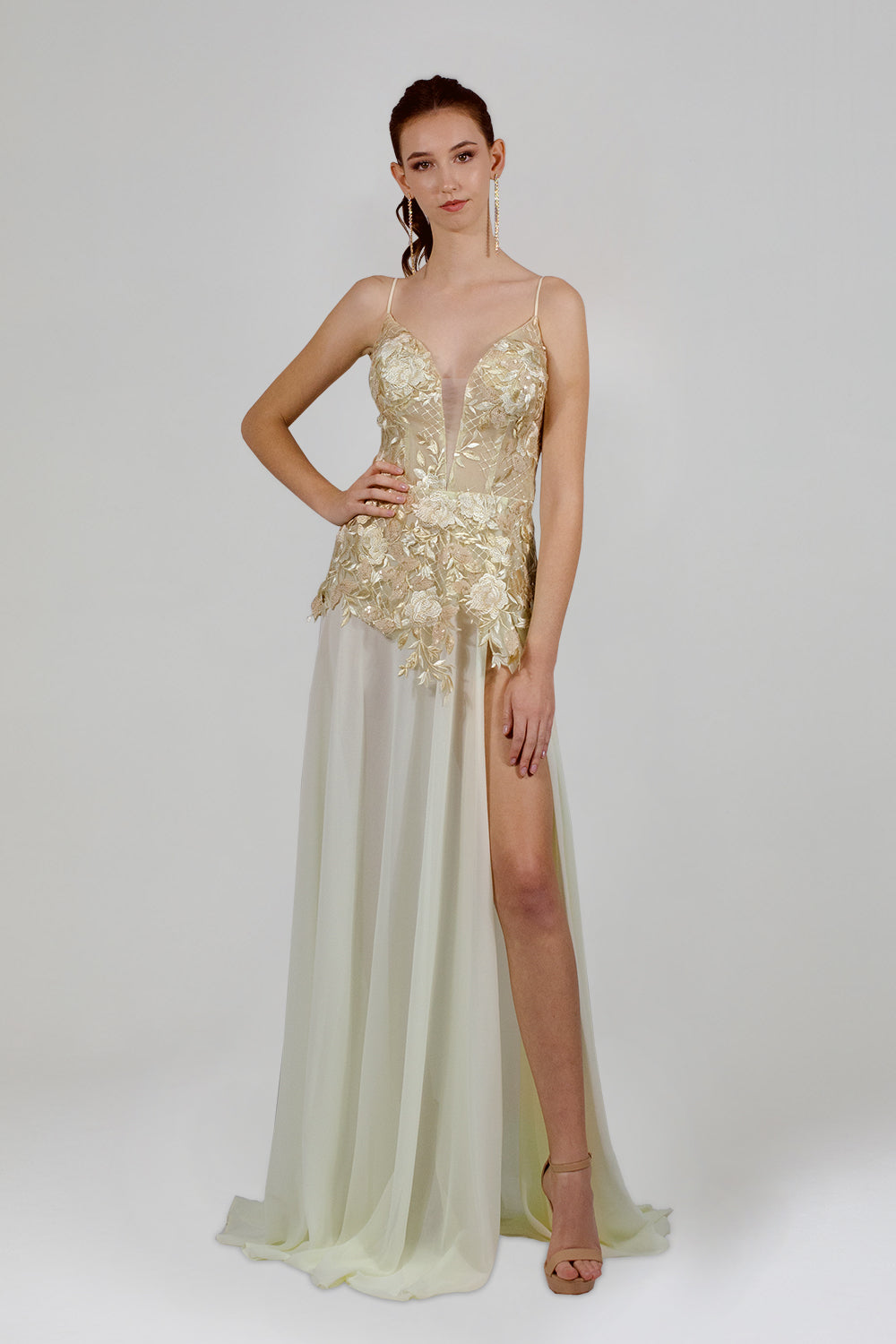 MIA-ROSE | Embroidered Floral Lace Cream Formal Dress Envious Bridal & Formal MIA-ROSE | Embroidered Floral Lace Cream Formal Dress Envious Bridal & Formal