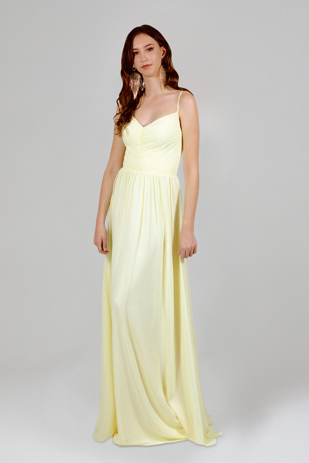 CARELLA | Flowy Chiffon Pastel Yellow Bridesmaid Dress Envious Bridal & Formal CARELLA | Flowy Chiffon Pastel Yellow Bridesmaid Dress Envious Bridal & Formal