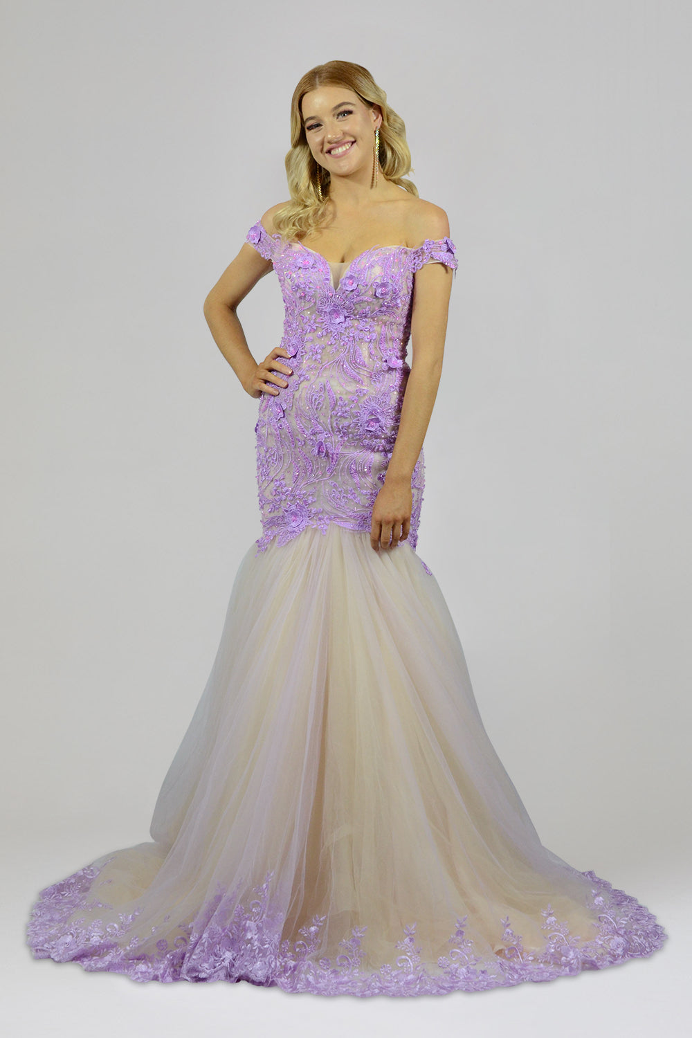 mermaid purple wedding dress Purple Mermaid Lace Wedding Dress JULY Size 6 / Purple / Add Beadings