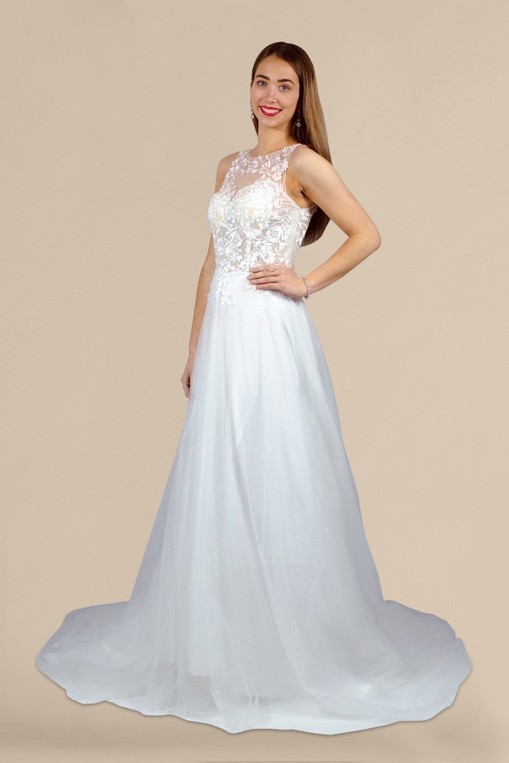 lace bodice tulle A line wedding dress custom made perth australia envious bridal