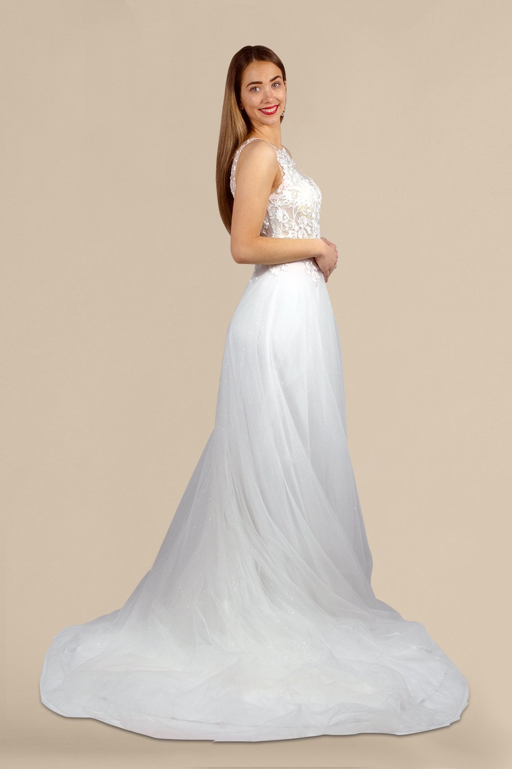 custom bridal gowns lace bodice tulle A line wedding dress perth australia