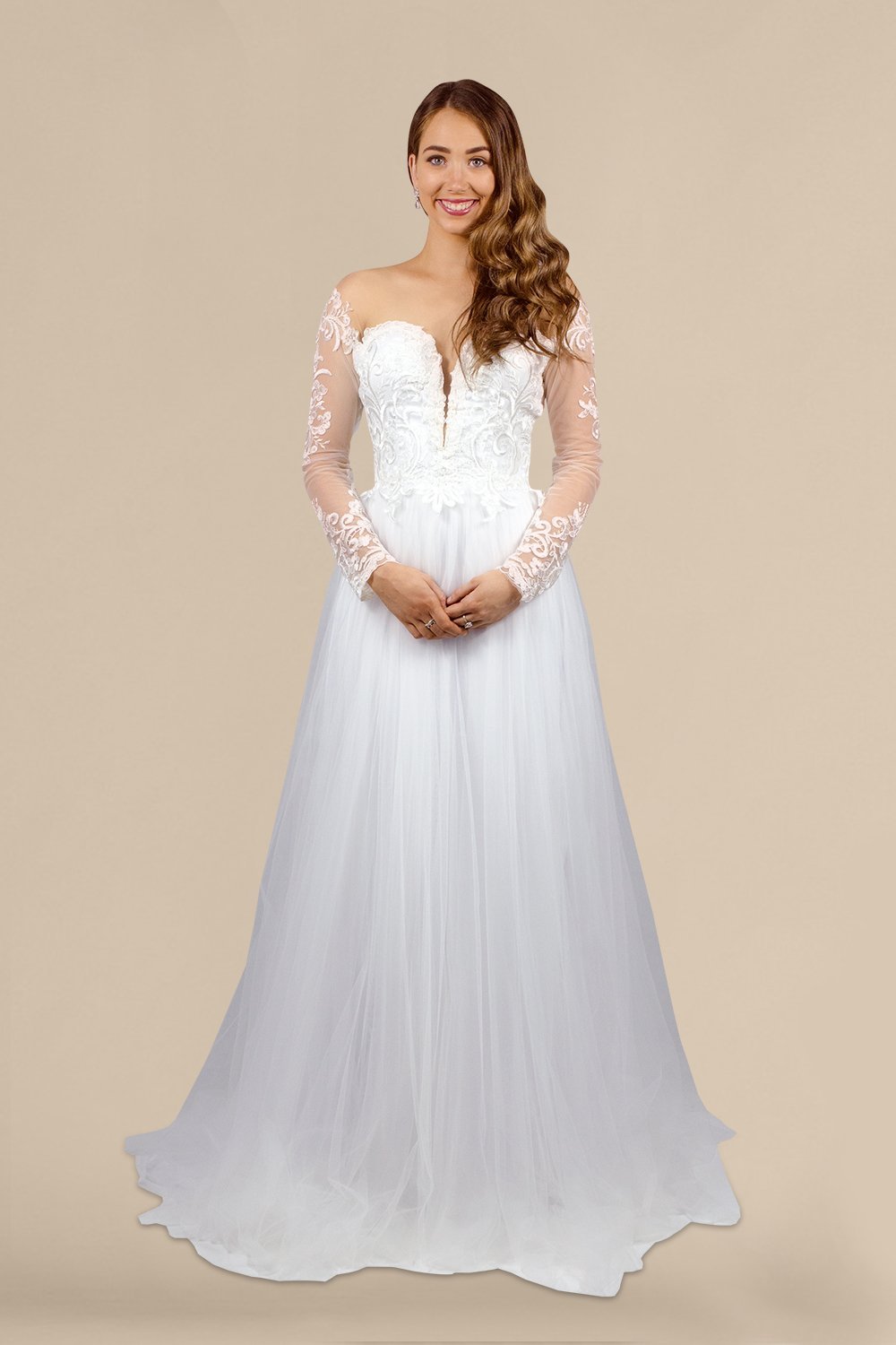 INESSA | Illusion Lace Long Sleeved Tulle Wedding Dress Envious Bridal & Formal INESSA | Illusion Lace Long Sleeved Tulle Wedding Dress Envious Bridal & Formal