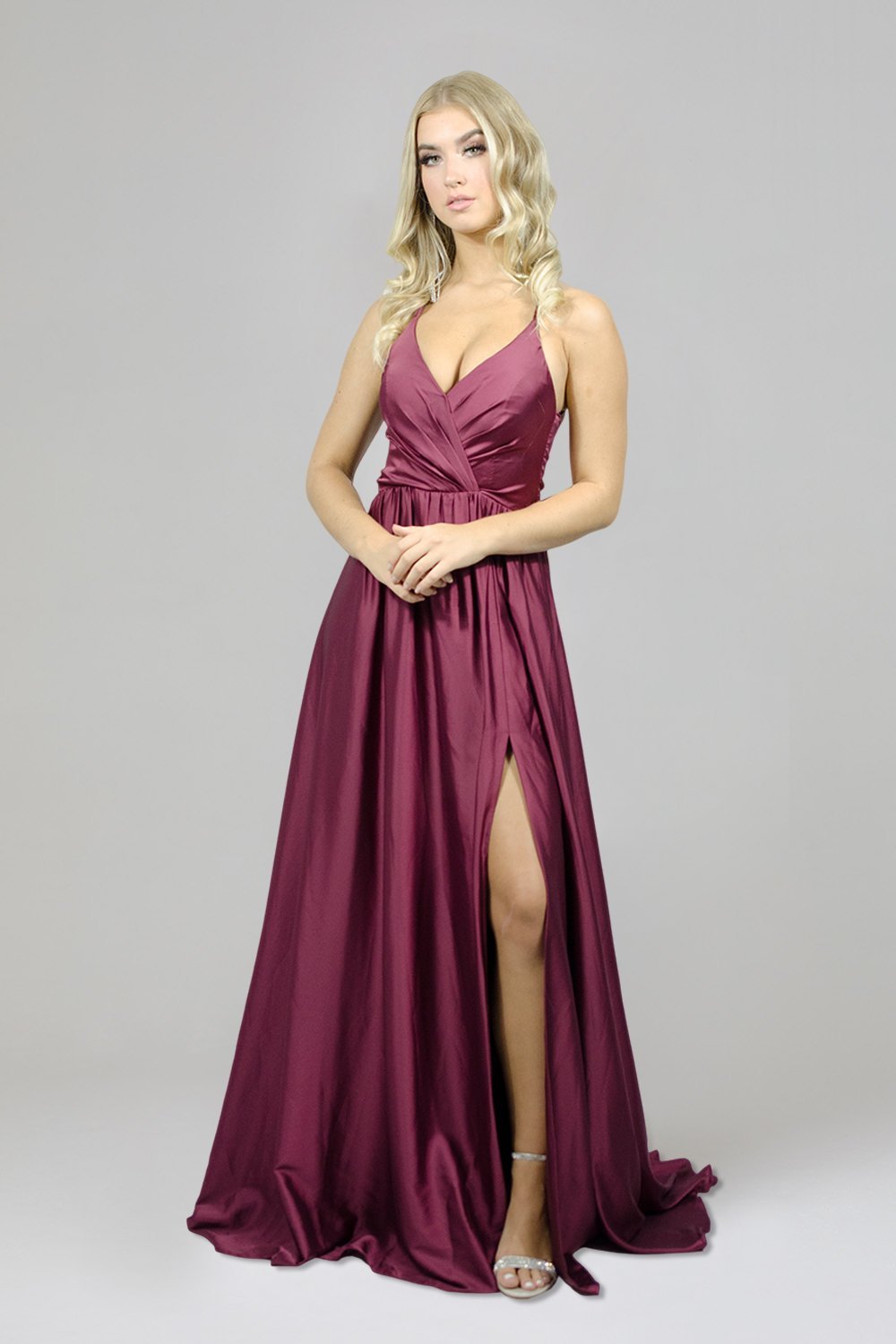 KALINDY | Burgundy Silk Crepe Flowy Formal Dress (V1) Envious Bridal & Formal KALINDY | Burgundy Silk Crepe Flowy Formal Dress (V1) Envious Bridal & Formal