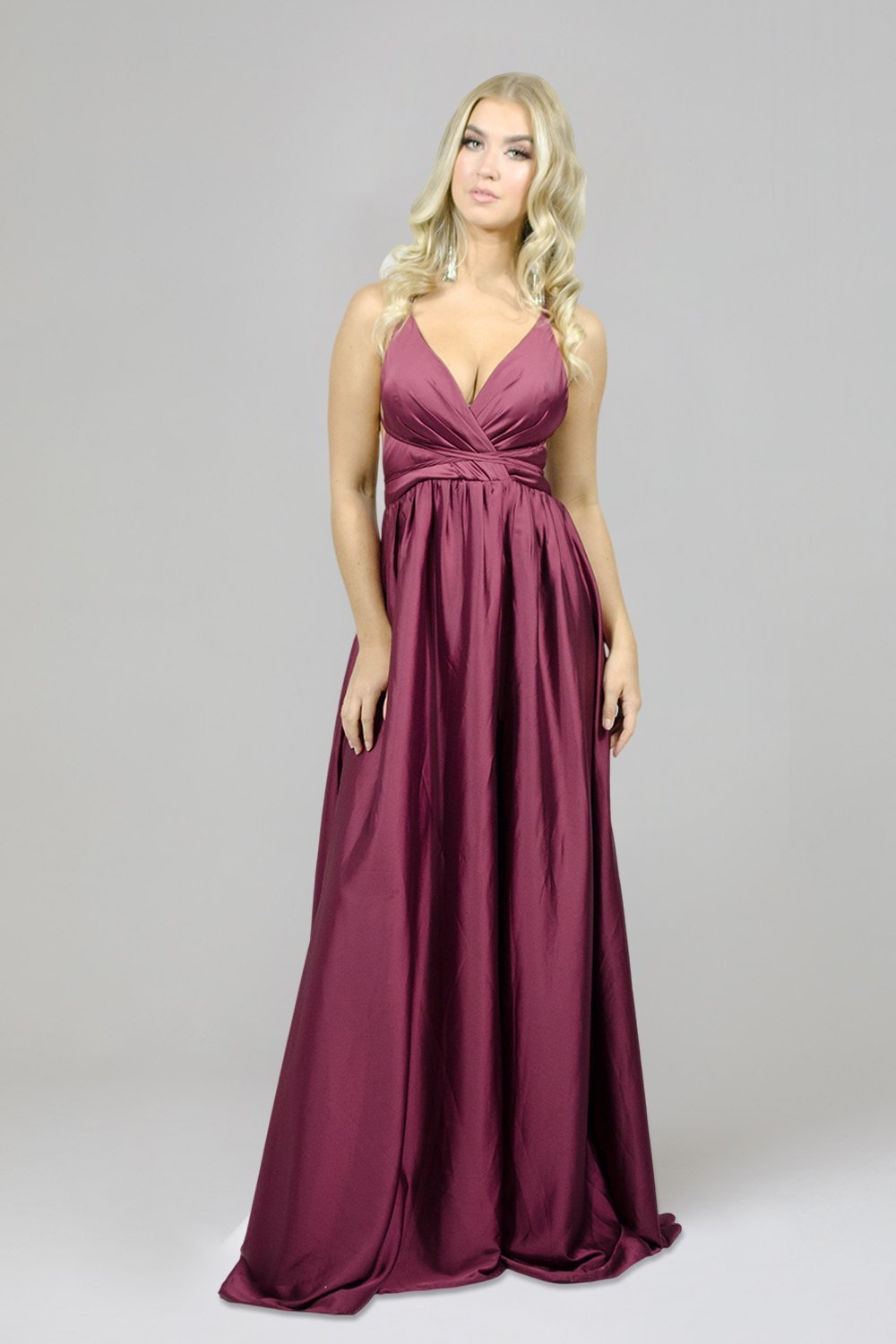 KALINDY Wine Silk Crepe Long Formal Dress V2 Envious Bridal