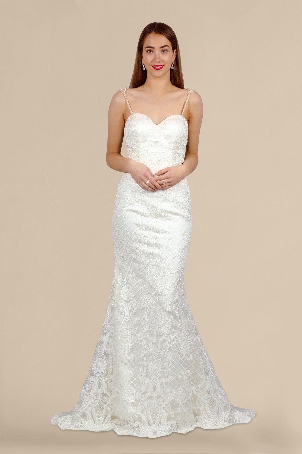 vintage lace pearl back wedding gown envious bridal & formal