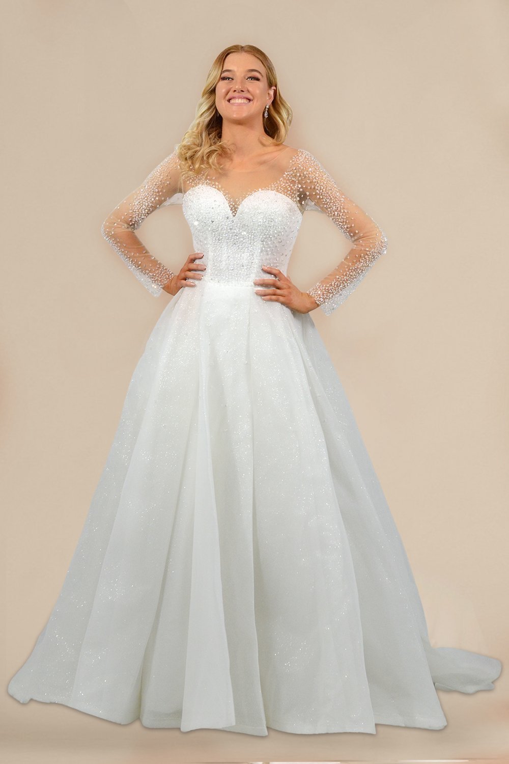LUMINA | Crystal Beaded Long Sleeve Ball Gown Wedding Dress Envious Bridal & Formal LUMINA | Crystal Beaded Long Sleeve Ball Gown Wedding Dress Envious Bridal & Formal