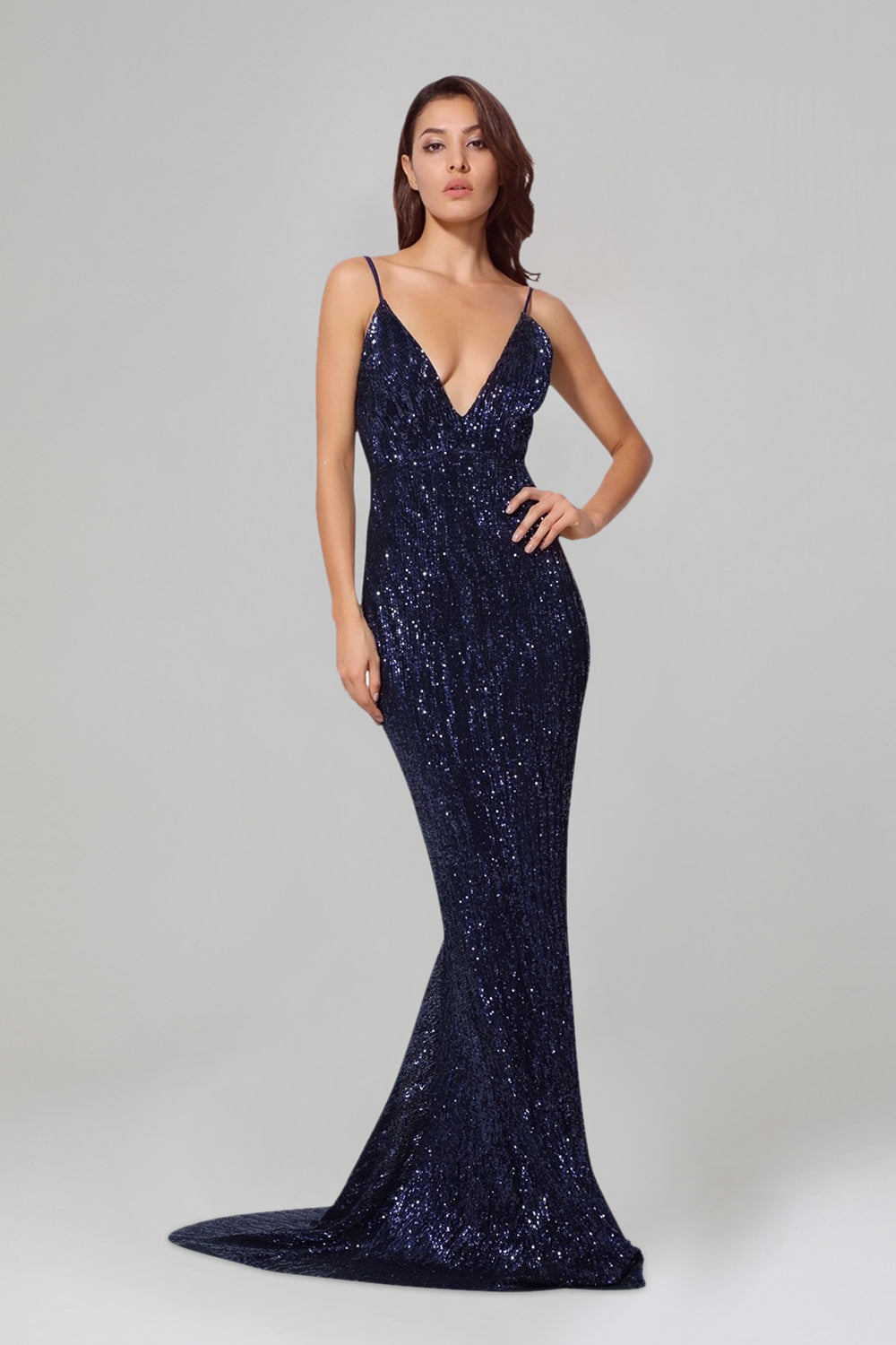 BETTINA | Backless Navy Sequin Formal Dress Envious Bridal & Formal BETTINA | Backless Navy Sequin Formal Dress Envious Bridal & Formal