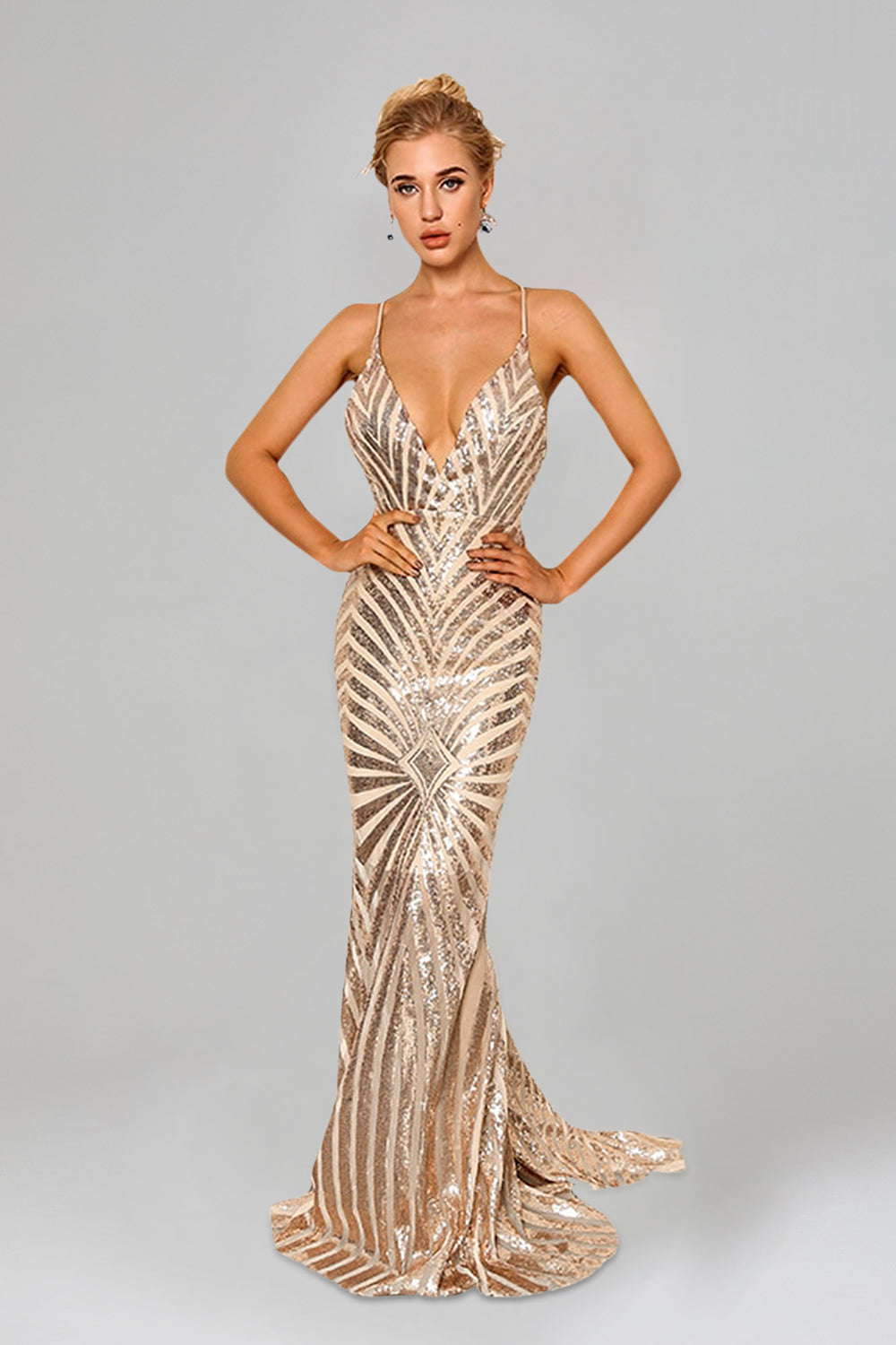 KERENZA | Rose Gold Sequin Formal Dress Envious Bridal & Formal KERENZA | Rose Gold Sequin Formal Dress Envious Bridal & Formal