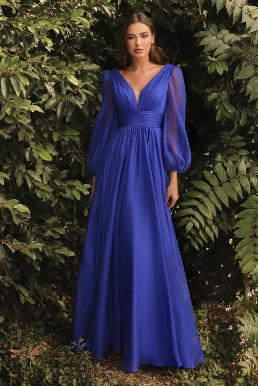 ELVENE Chiffon Long Sleeve Bridesmaid Dress – Envious Bridal