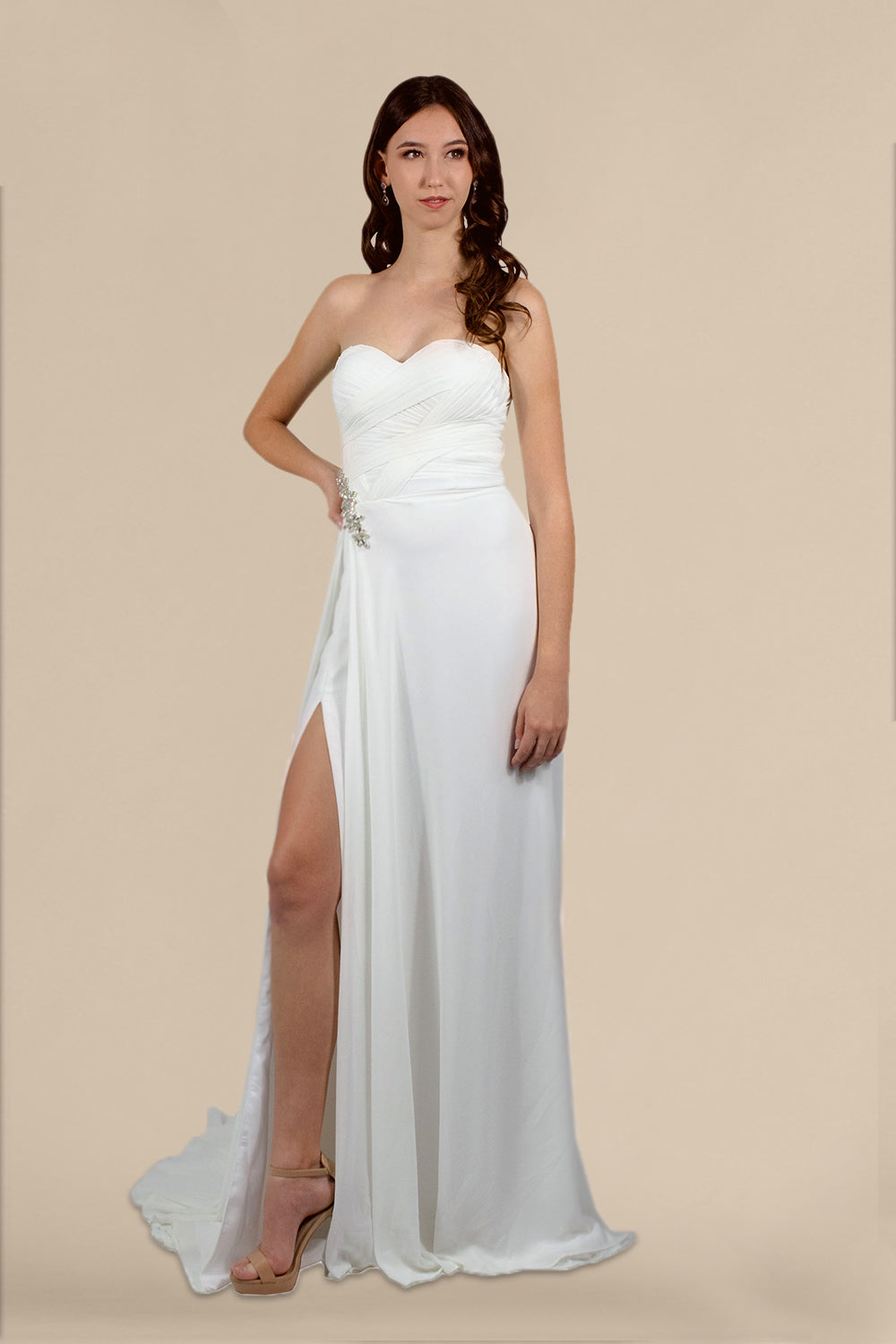 ROSA-BELLE | Strapless Minimalist Chiffon Beach Wedding Dress Envious Bridal & Formal ROSA-BELLE | Strapless Minimalist Chiffon Beach Wedding Dress Envious Bridal & Formal