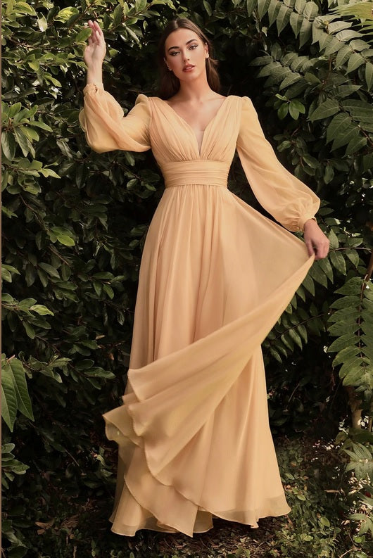 ELVENE | Chiffon Long Sleeve Bridesmaid Dress