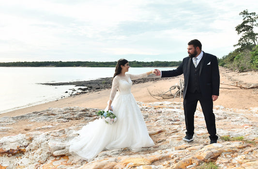 real bride Priscilla on her wedding dress in her customised wedding dress from Envious Bridal collection