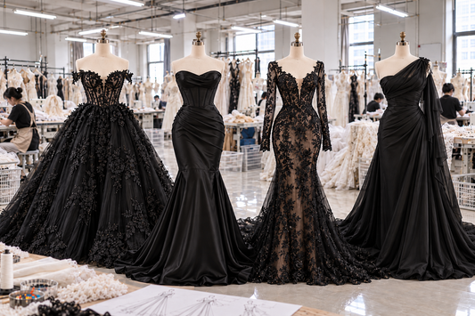gothic black wedding dresses production for custom brides