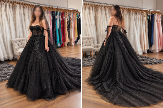 Black wedding dress design inspiration for Lisa's custom bridal gown by Envious Bridal