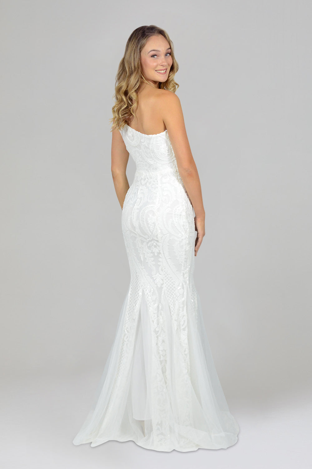 Custom made white sequin formal ball dresses Australia online Envious Bridal & Formal