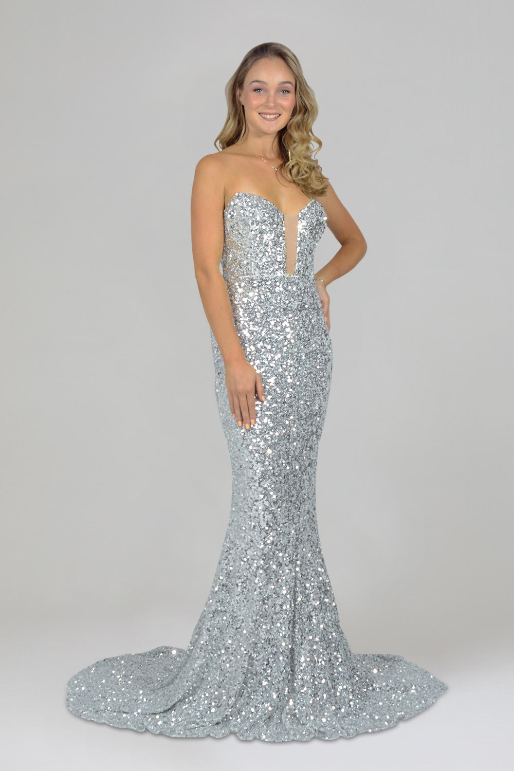 custom dressmaker silver sequin mermaid formal dresses Australia online Envious Bridal & Formal