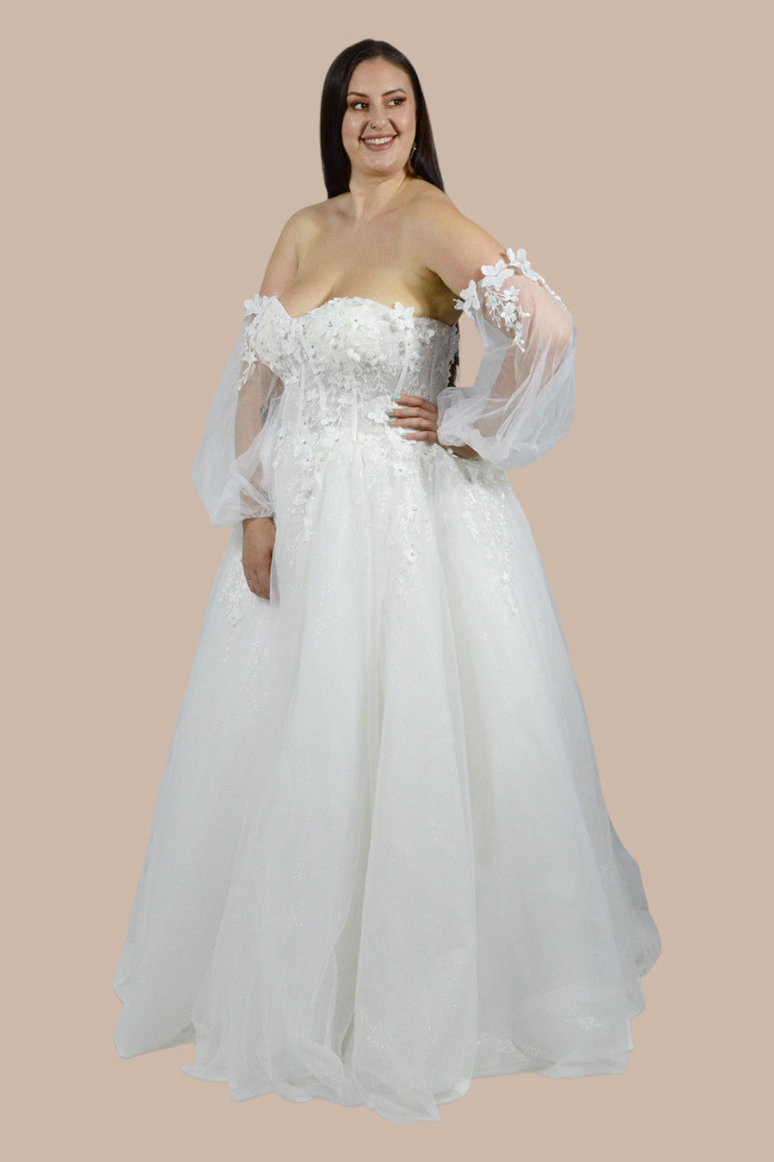 custom made plus size bridal gowns detachable sleeves Envious Bridal & Formal