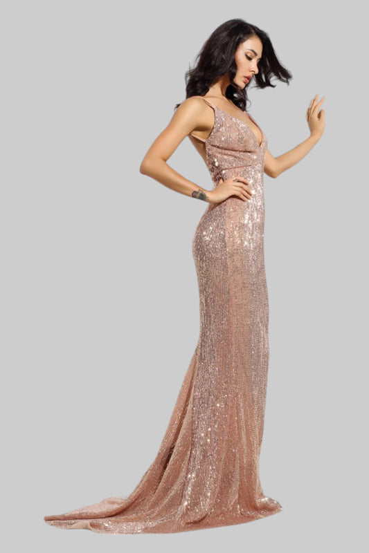 backless rose gold sequin formal ball dresses Australia online Envious Bridal & Formal