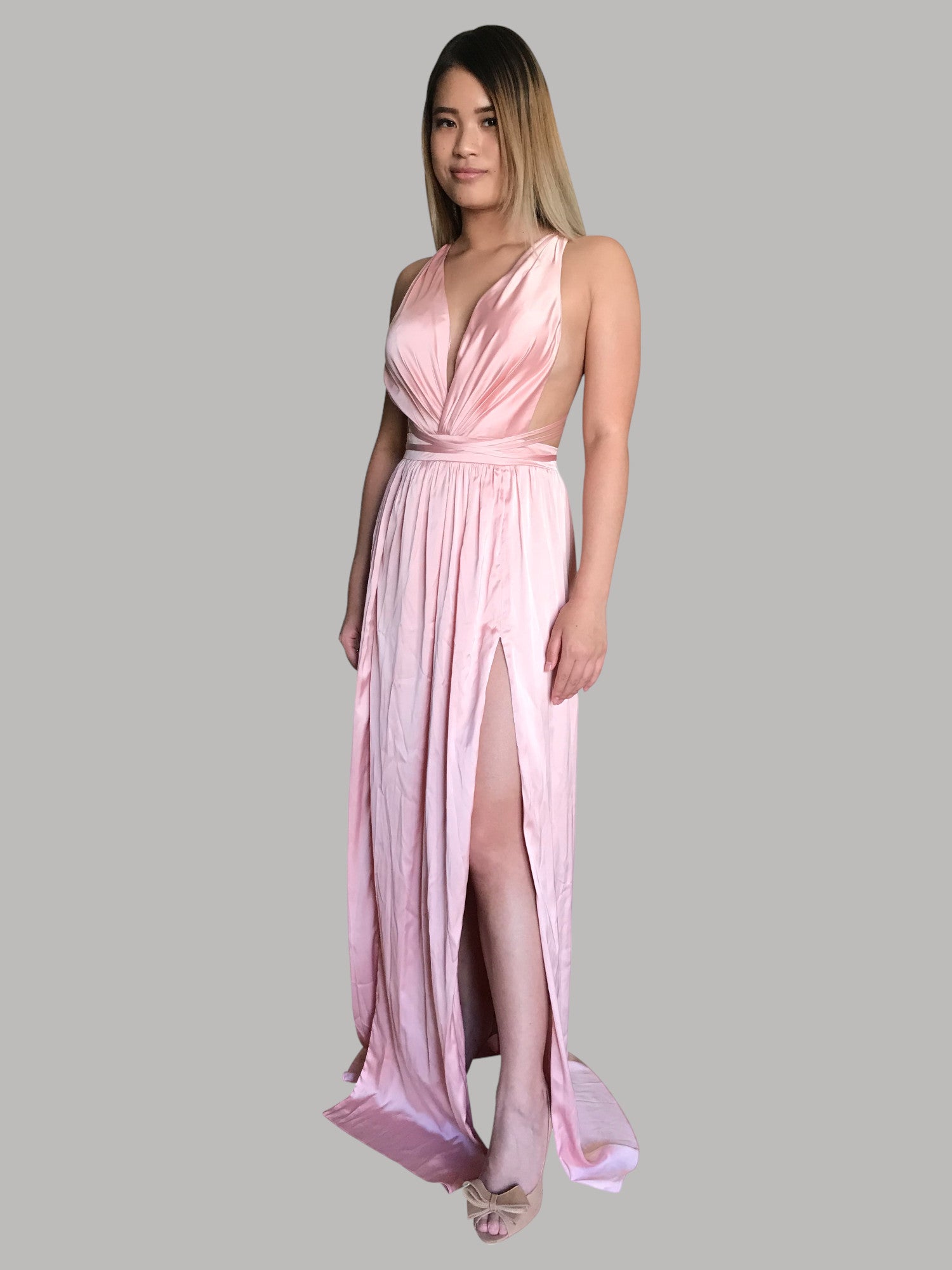 blush pink silk crepe formal dresses Perth Australia Envious Bridal & Formal