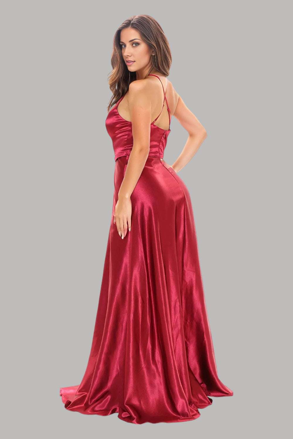 Burgundy satin A line bridesmaid dresses Perth Australia custom made Envious Bridal & Formal