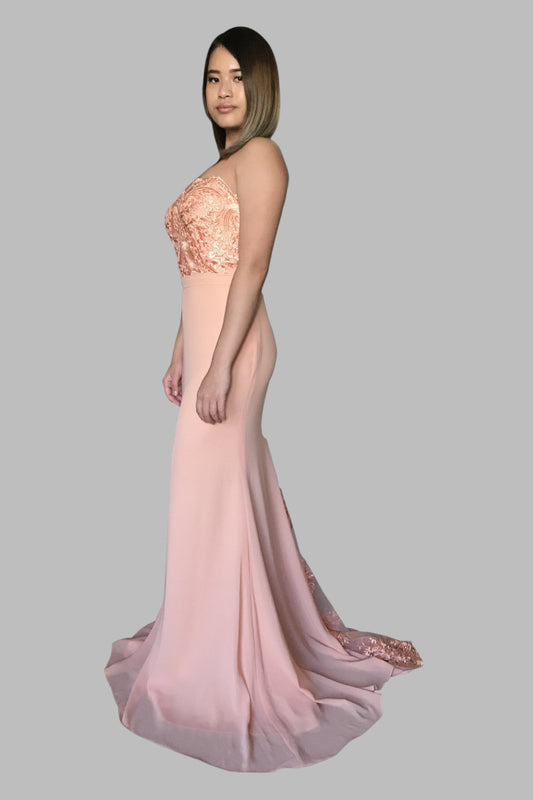 chiffon peach formal dresses online Perth Australia Envious Bridal & Formal