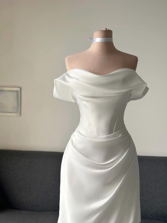 Custom bridald ressmaker duchess satin wedding gowns Australia Envious Bridal & Formal